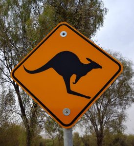 Kangaroo road sign, Australia