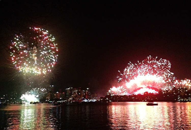 The fireworks seen from Cremorne Point 