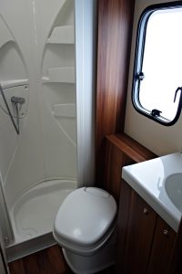 Bathroom is tiny but handy (four-berth Jucy Casa)