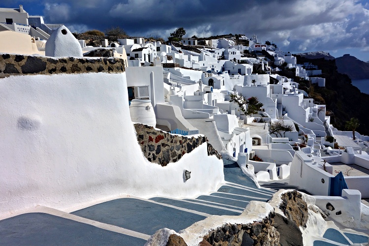Accommodation on the popular Greek island of Santorini is much cheaper off-season (the empty streets are another bonus)