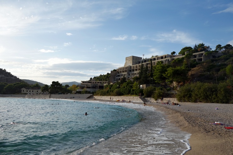 Lovely beach overlooked by abandoned hotels - that's Kupari